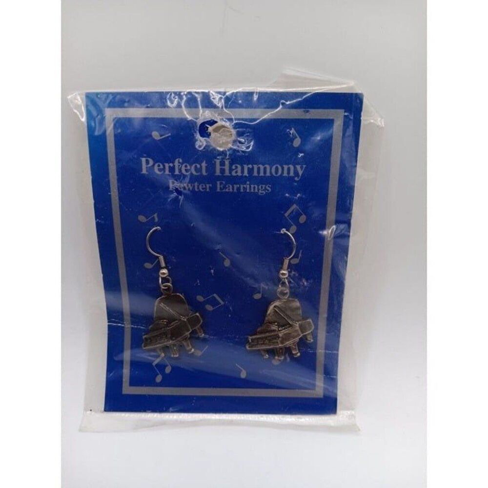 Beautiful PERFECT HARMONY PEWTER PIANO EARRINGS Papel Freelance #L06056